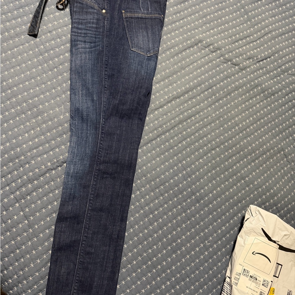 WHBM Dark High Rise Straight-Leg Jeans
